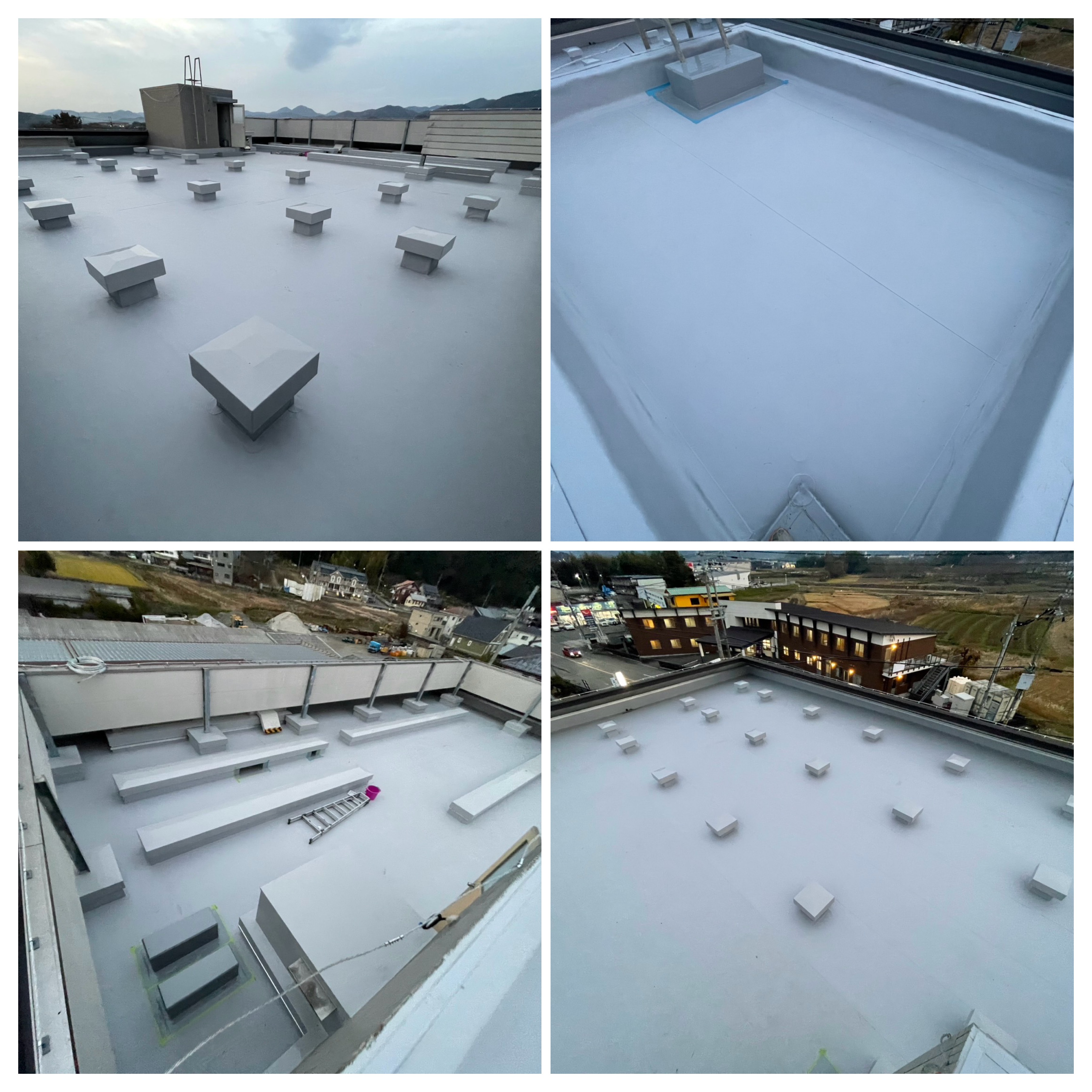 マンション　屋上　塩ビシート防水工事