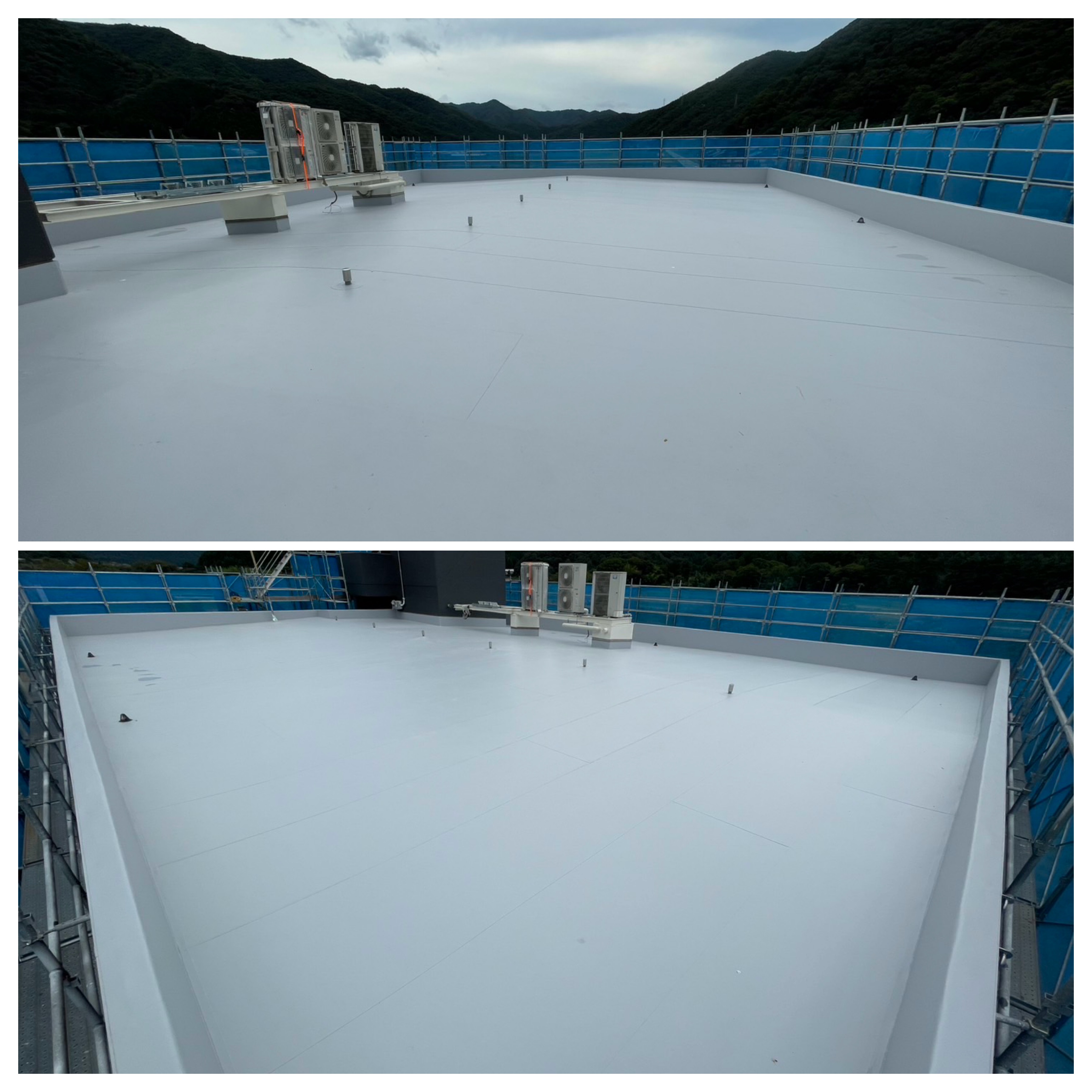 マンション　屋上　塩ビシート防水工事