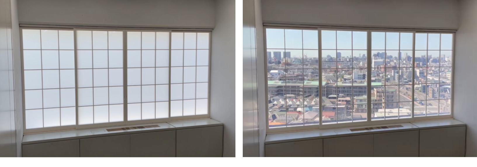 透明になる障子「調光障子」